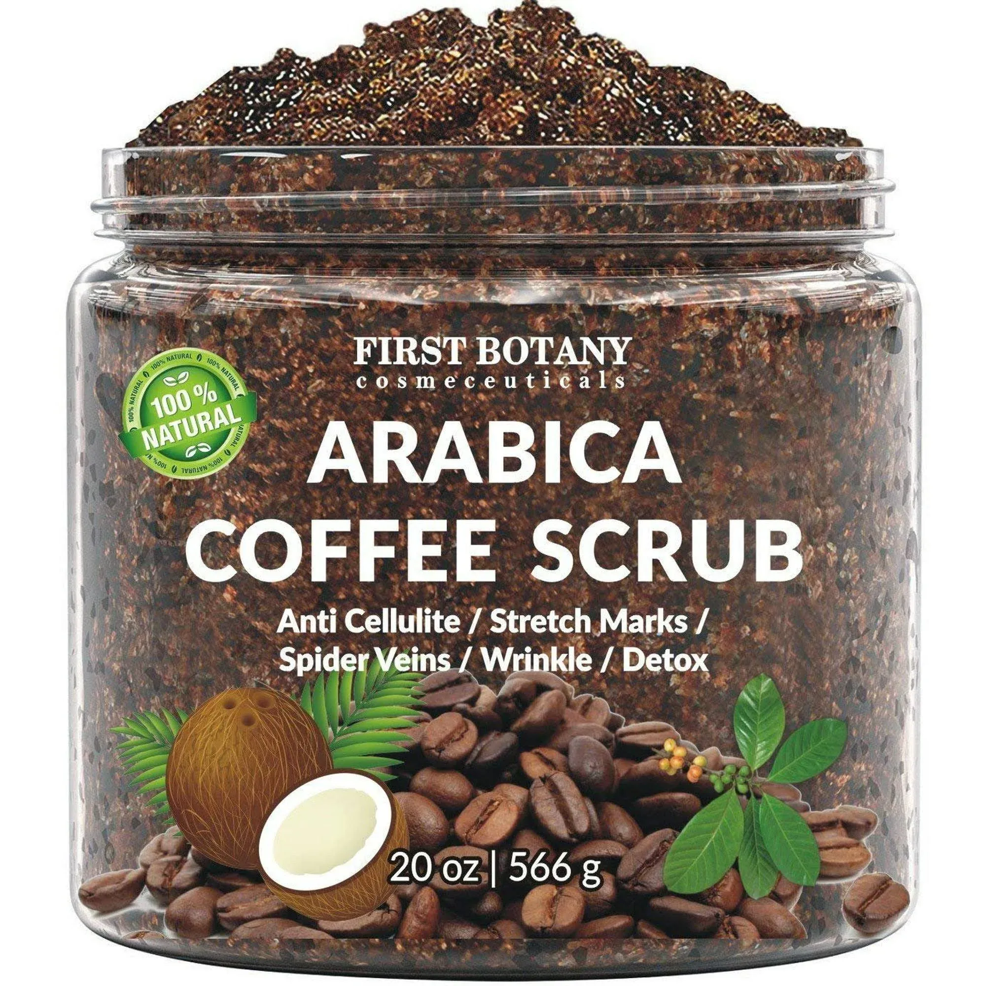 First Botany Cosmeceuticals, 100% Natural Arabica Coffee Scrub with Organic Coffee Coconut & Shea Butter, 20 oz