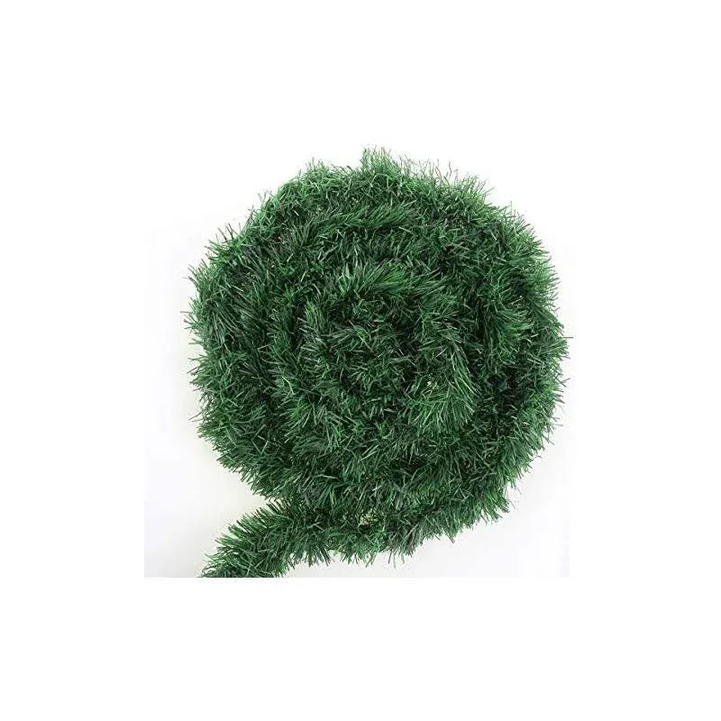 CCINEE 50 Feet Green Tinsel Garland Artificial Christmas Pine Decorative Garland Greenery Tinsel Stems Non-Lit Soft Twist Garland 12 inch x 2Inch for