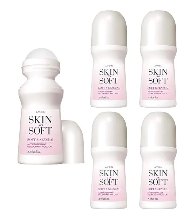 Avon Skin So Soft Soft & Sensual Roll-On Antiperspirant Deodorant 2.6oz (4-Pack)