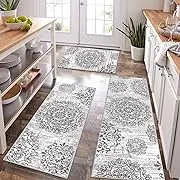 HEBE Boho Kitchen Rugs Sets of 3 Non Slip Kitchen Mats for Floor Washable Kitchen Rugs and Mats Farmhouse Kitchen Runner Rug Vintage Kitchen Carpet Runner Rugs for Kitchen FloorHEBE Boho Kitchen Rugs Sets of 3 Non Slip Kitchen Mats for Floor Washable Kit