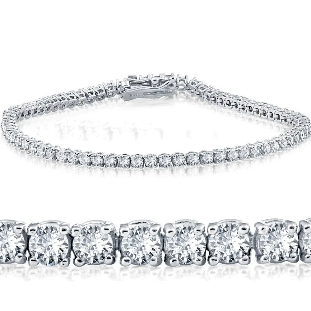 G/SI 3 Carat Round Cut Diamond Tennis Bracelet in 14K White Gold 7"