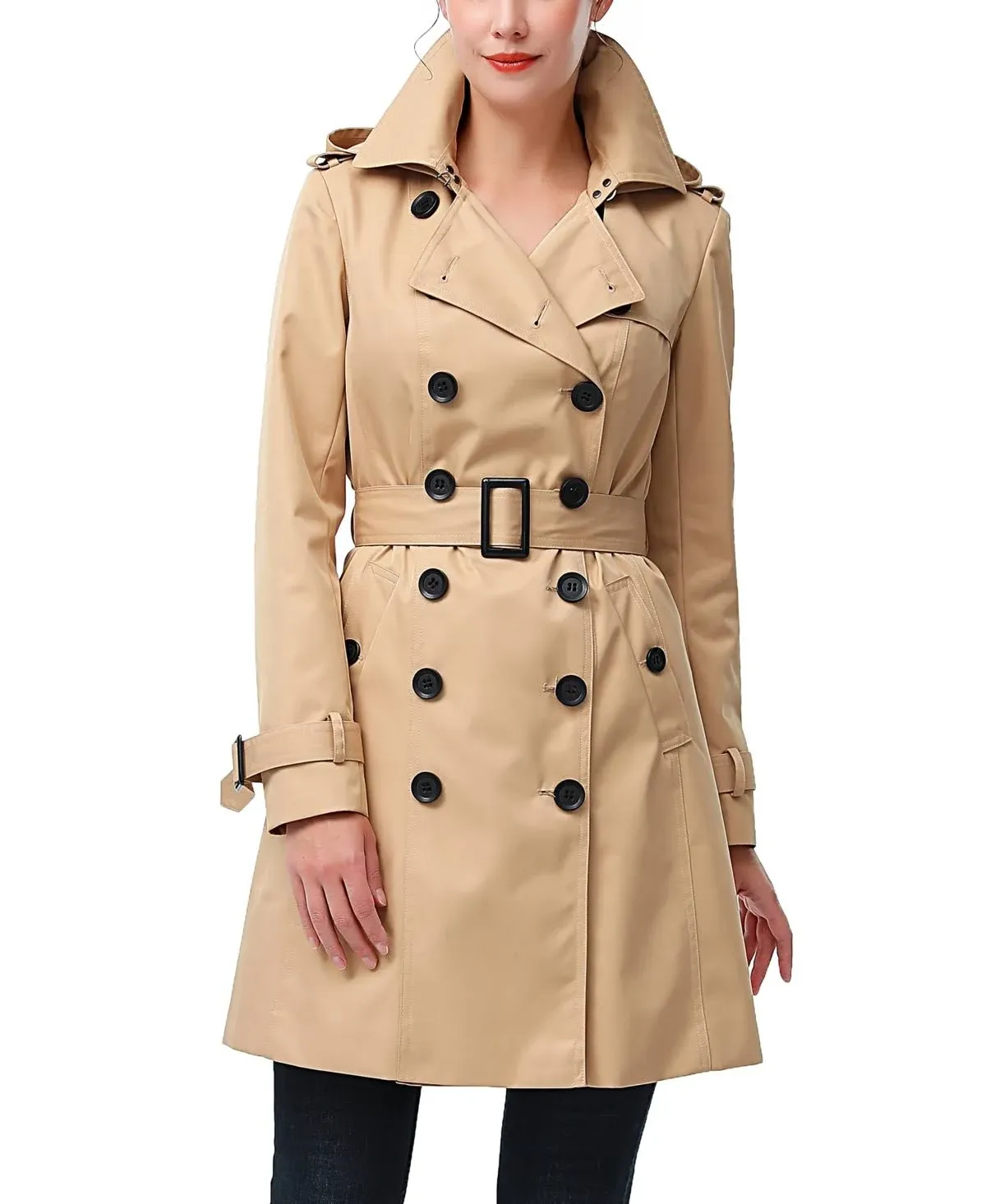 Kimi & Kai Women's Waterproof Double Breasted Trench Coat, Tan, XS