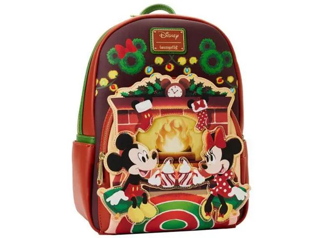 Loungefly Disney Mickey Minnie Hot Cocoa Fireplace Light Up Mini Backpack