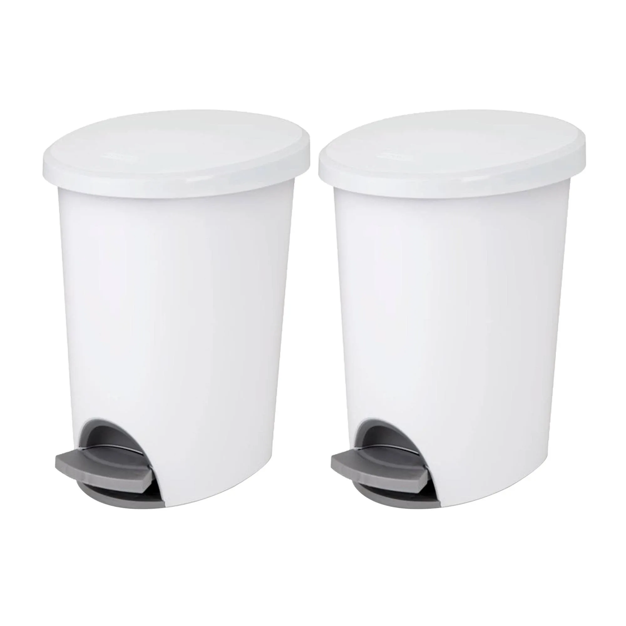 Sterilite 2.6 Gallon Trash Can, Ultra Step On Bathroom Trash Can, White