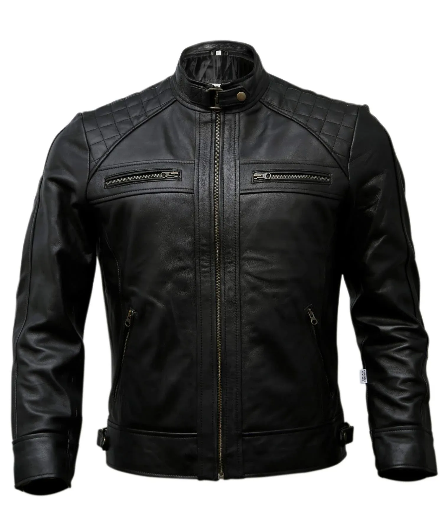 Artistry Leather Mens Genuine Leather Biker Jacket Black | Vintage Brown Distressed Lambskin Motorcycle Jackets for Men (Black, Large)