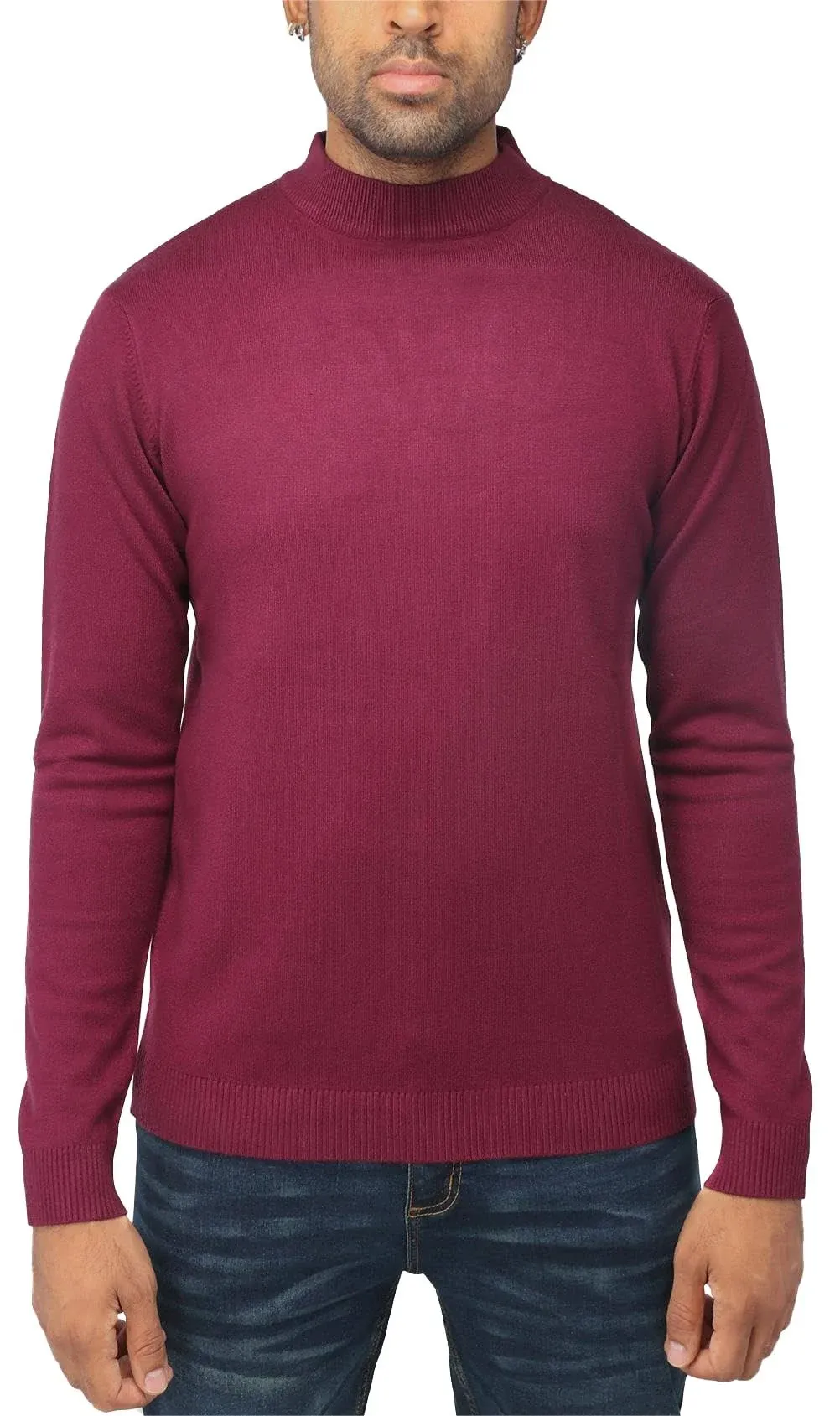 Men's Basic Mock Neck Midweight Pullover Sweater