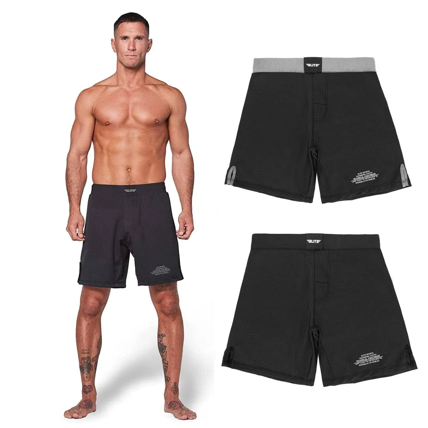 Elite Sports MMA Fight Shorts Black Jack