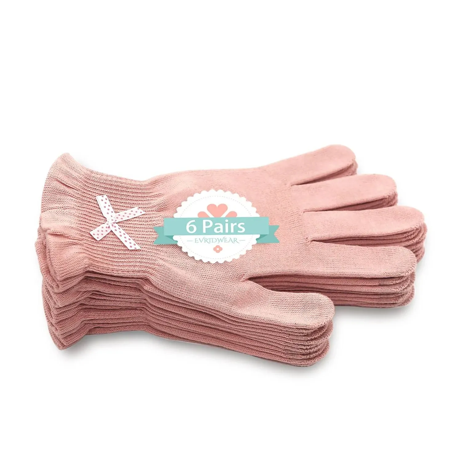 Evridwear 6 Pairs Moisturizing Touchscreen Cotton Gloves, Women Pink Beauty ...