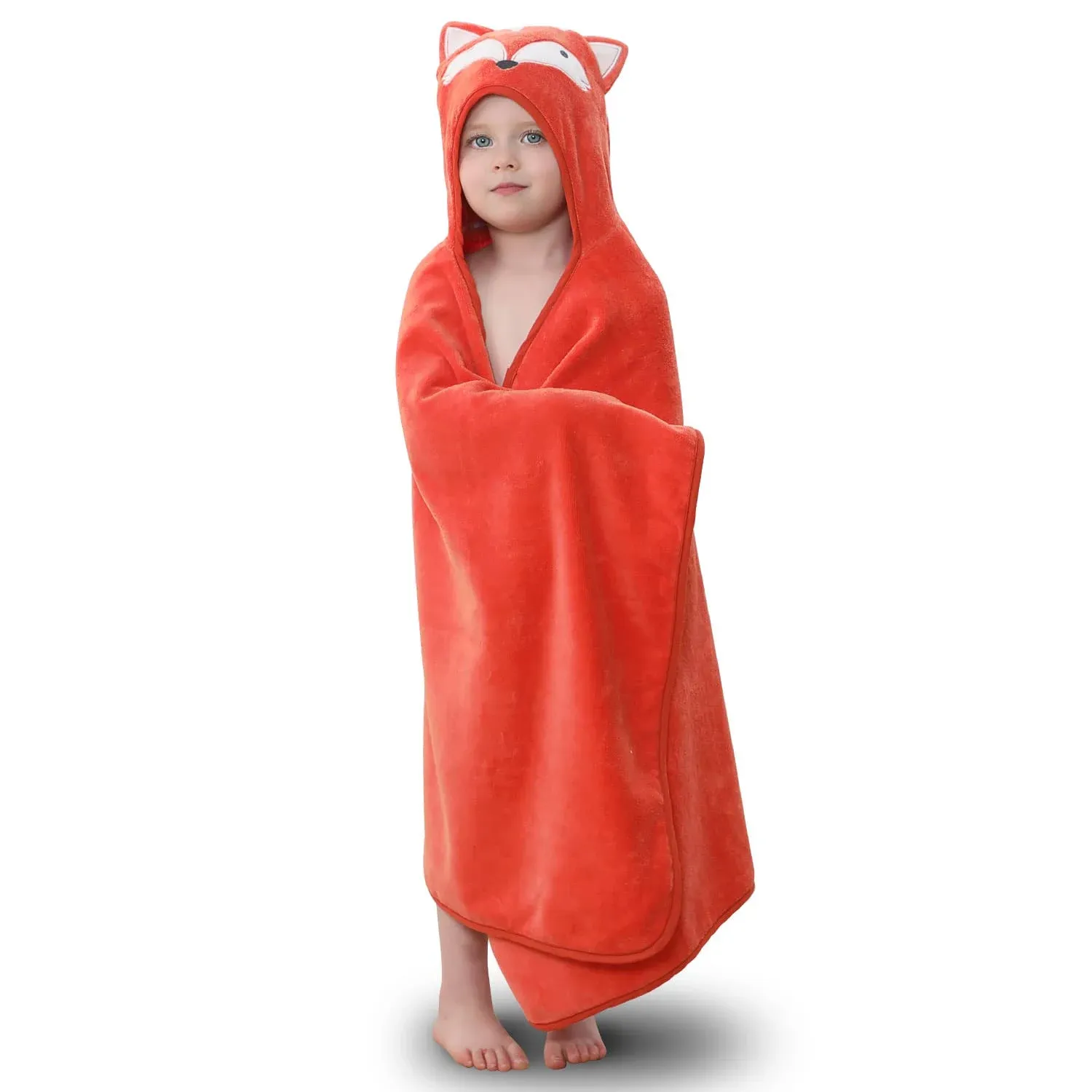 TBEZY Hooded Towel for Kids 100% Cotton Ultra Soft with Unique Large, Fox 