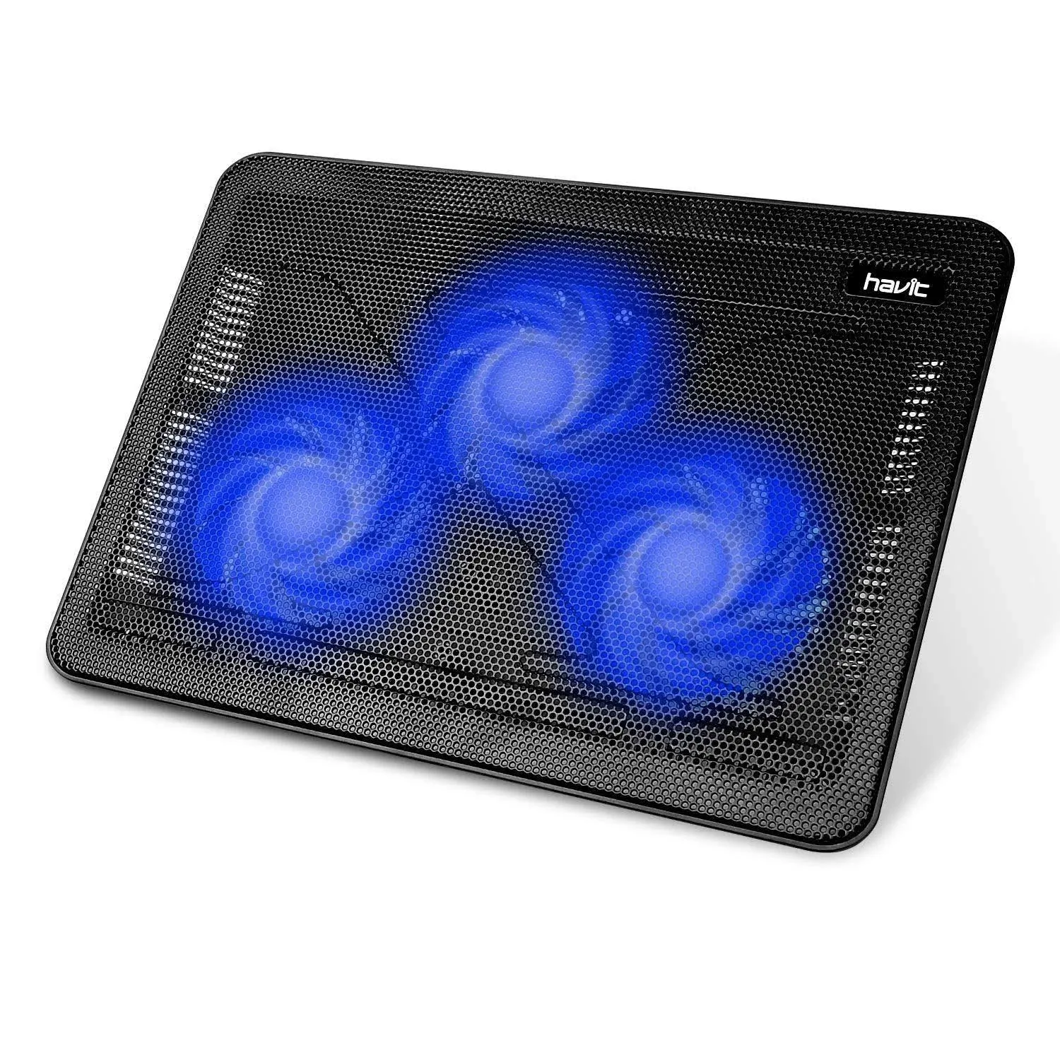 Cooling Pad, Havit 12"-17" Laptop Cooler with 3 Fans, 2 USB Ports, Blue LED