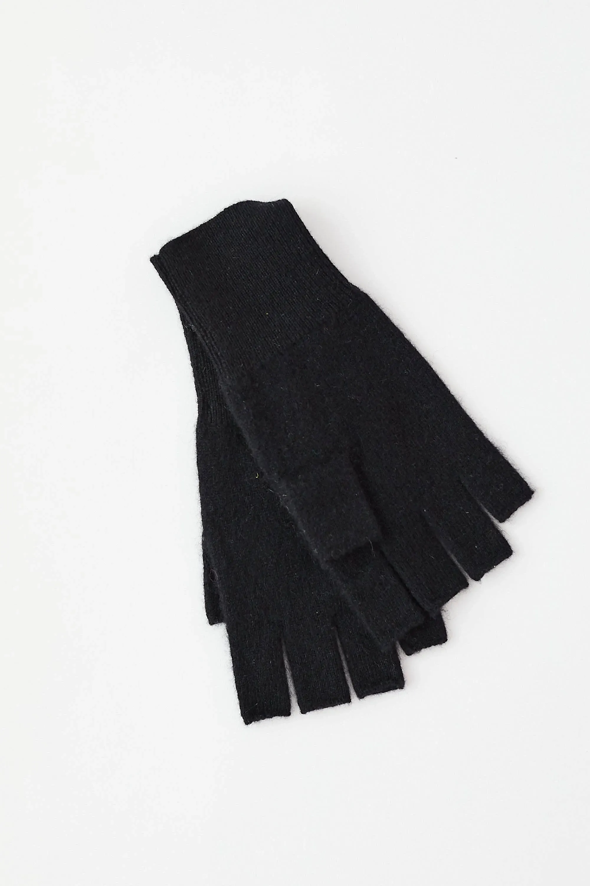 White + Warren Cashmere Fingerless Glove - Black - Gloves