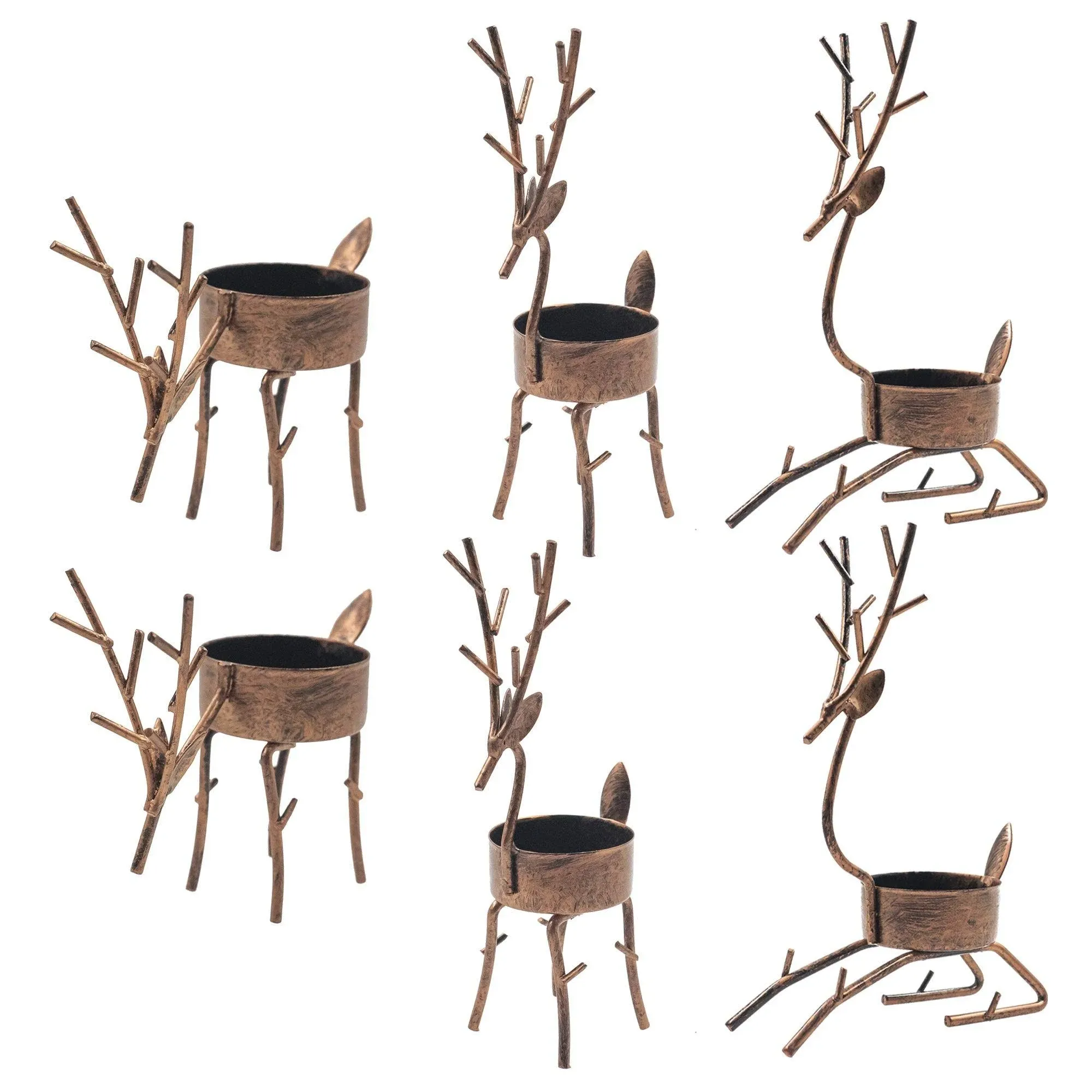 FUNPENY Reindeer Tea Light Candle Holders, 6 Pack Iron Christmas Decoration for ...