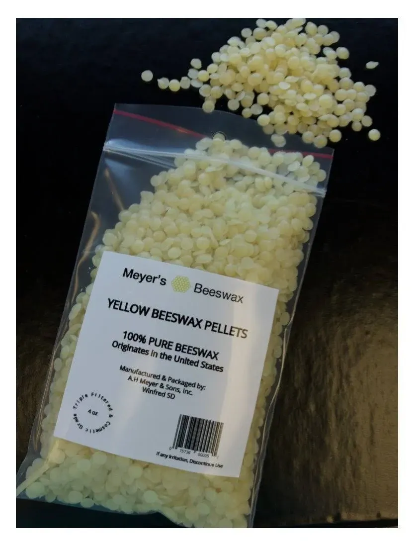 Meyer's 100% Pure Domestic USA Beeswax, Not Imported, Chemical Free Triple Filtered Pellets for All Your Do It Yourself