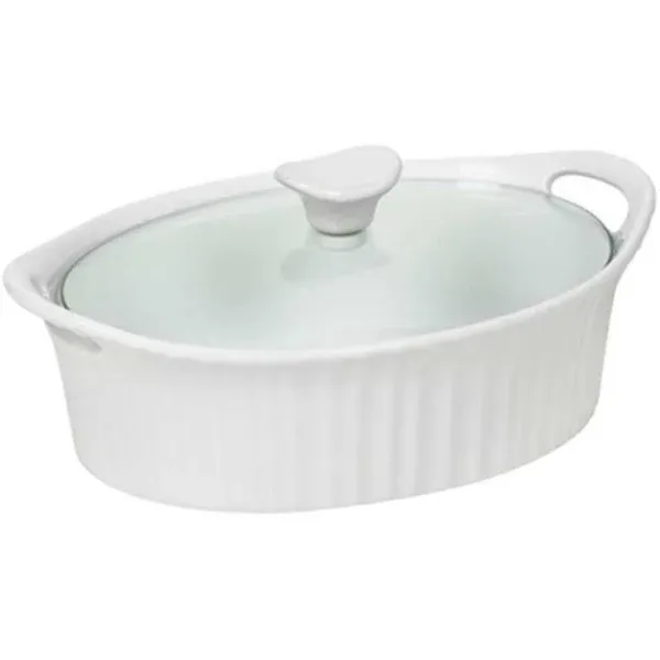 Corningware French White Oval Casserole with Glass