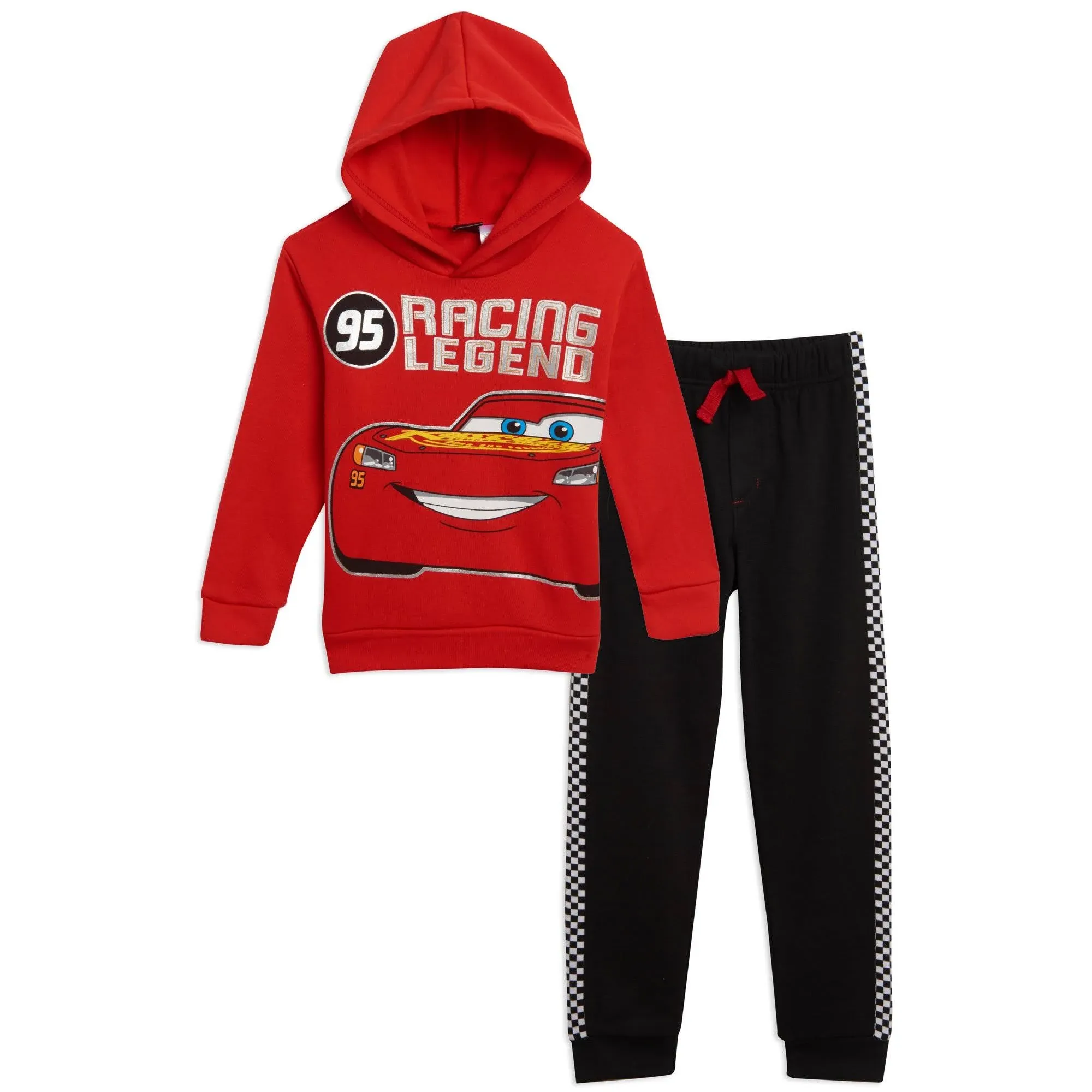 Disney Toddler Boys Pixar Cars Lightning McQueen Fleece Pullover Hoodie and Pants Outfit Set to