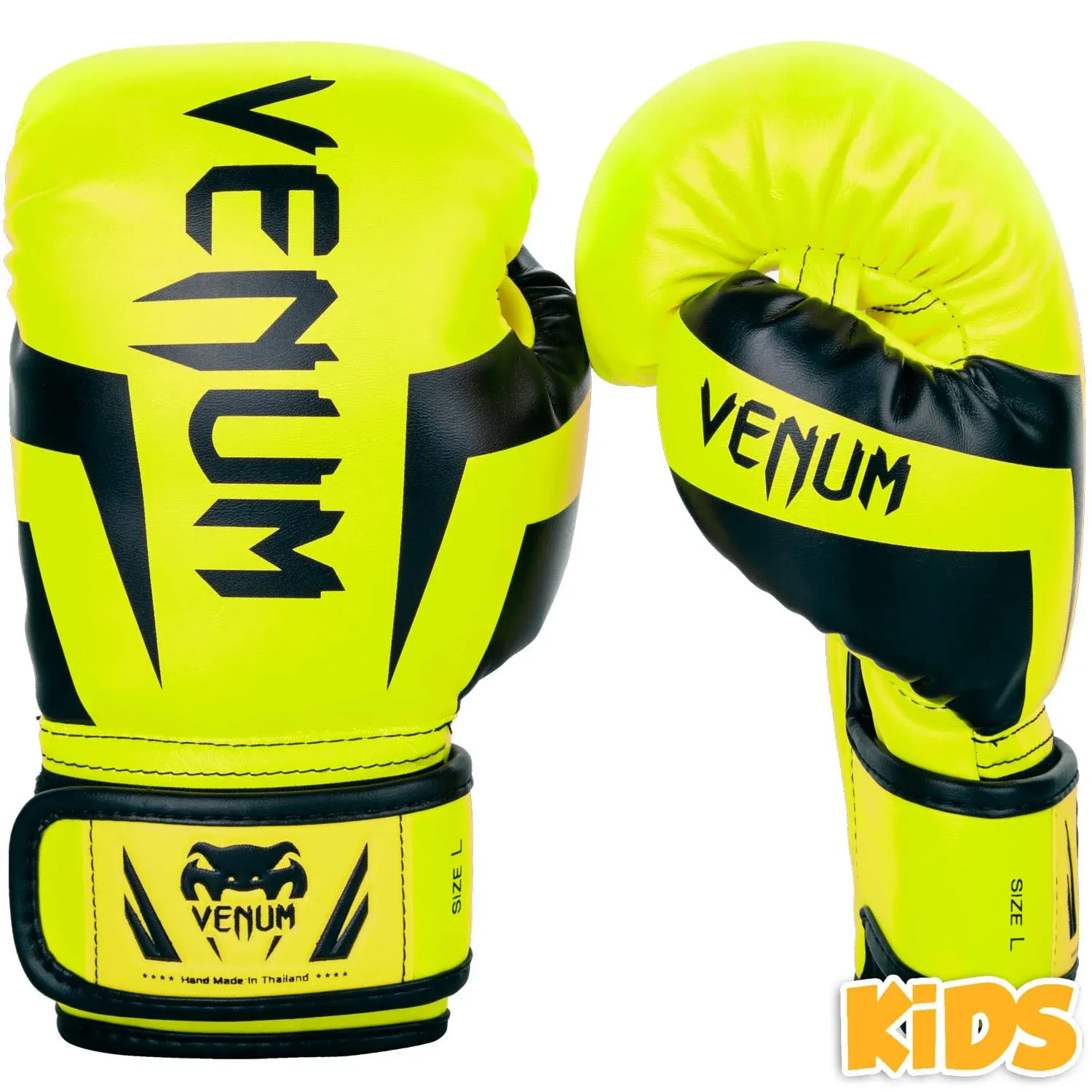 Venum Kids Elite Boxing Gloves, Neo Yellow - S - Venum