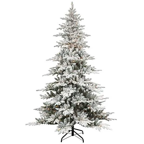 Puleo International 6.5' Prelit Flocked Utah Fir Tree 350 Clear Lights - 20662455 | HSN