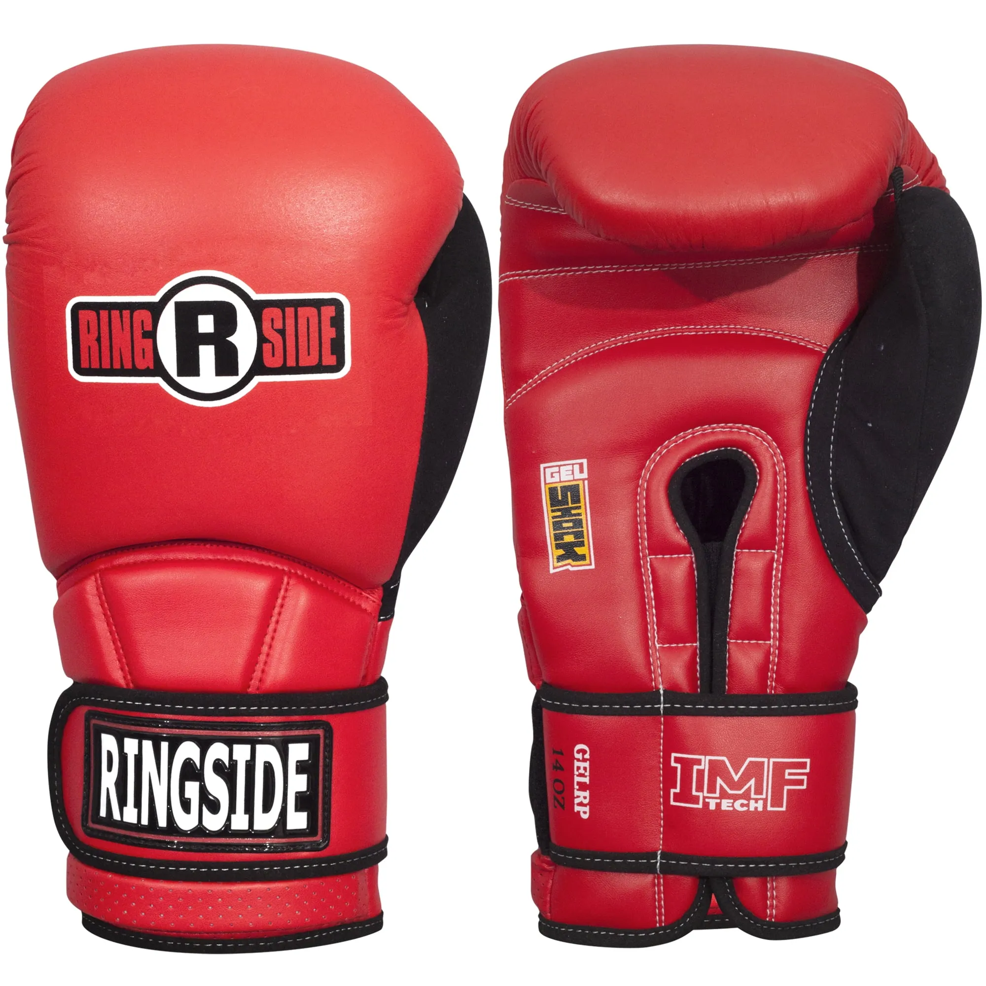 Ringside Gel Shock Safety Sparring Boxing Gloves, 16 oz., Red/Black