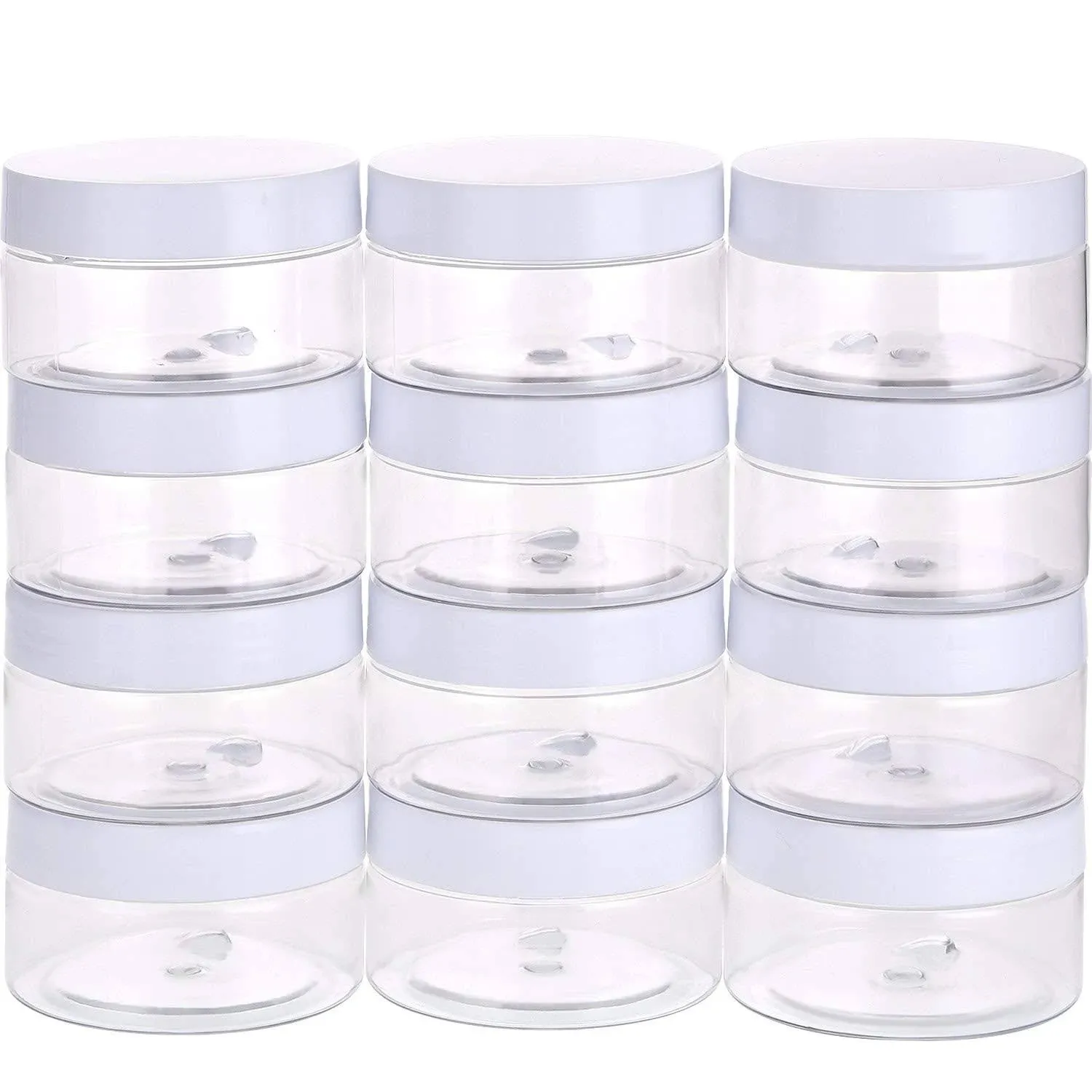 Empty 12 Pack Clear Plastic Slime Storage Favor Jars Wide-Mouth Plastic ...