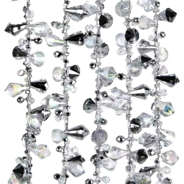 Kurt Adler Iridescent Silver Large Twinkle Ice Double Twist Bead Garland