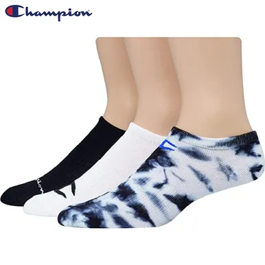 Champion Men's Multi Logo Super No Show Socks 3-Pack