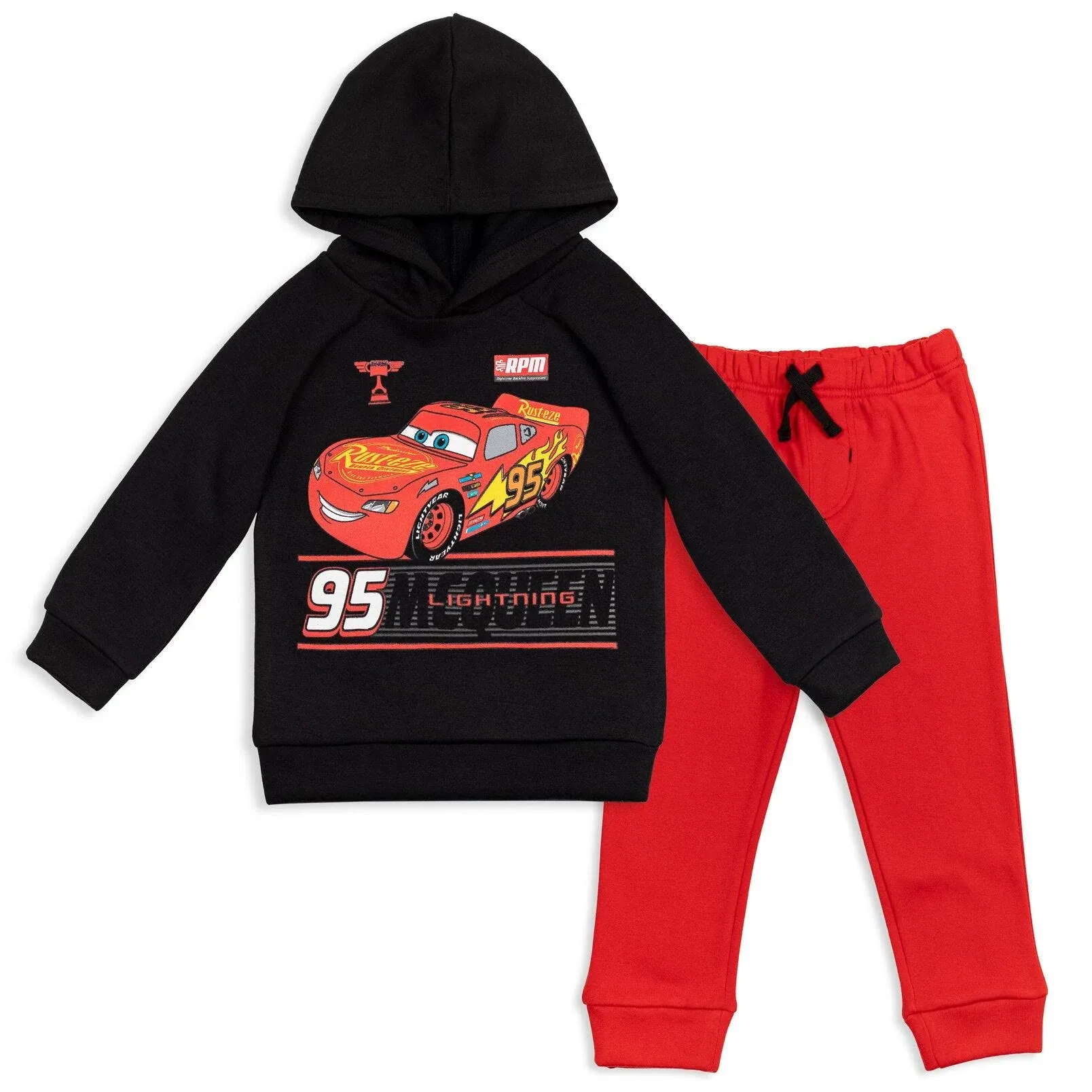 Disney Toddler Boys Pixar Cars Lightning McQueen Fleece Pullover Hoodie and Pants Outfit Set to