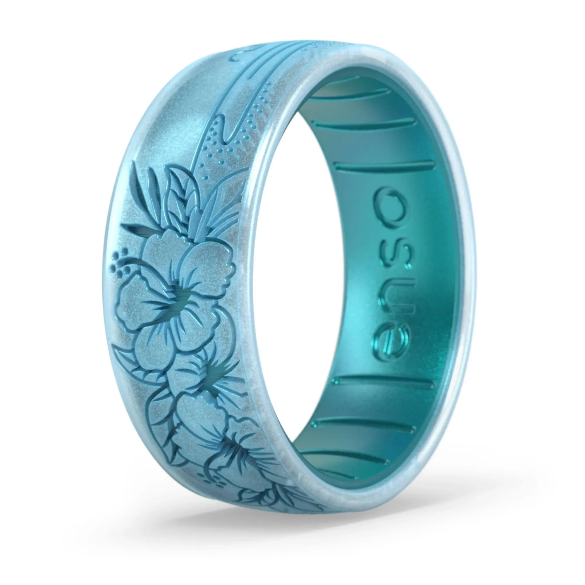 Enso Rings Etched Coastal Silicone Ring | Hibiscus Beach - Moonstone/Peacock Quartz | Size 10