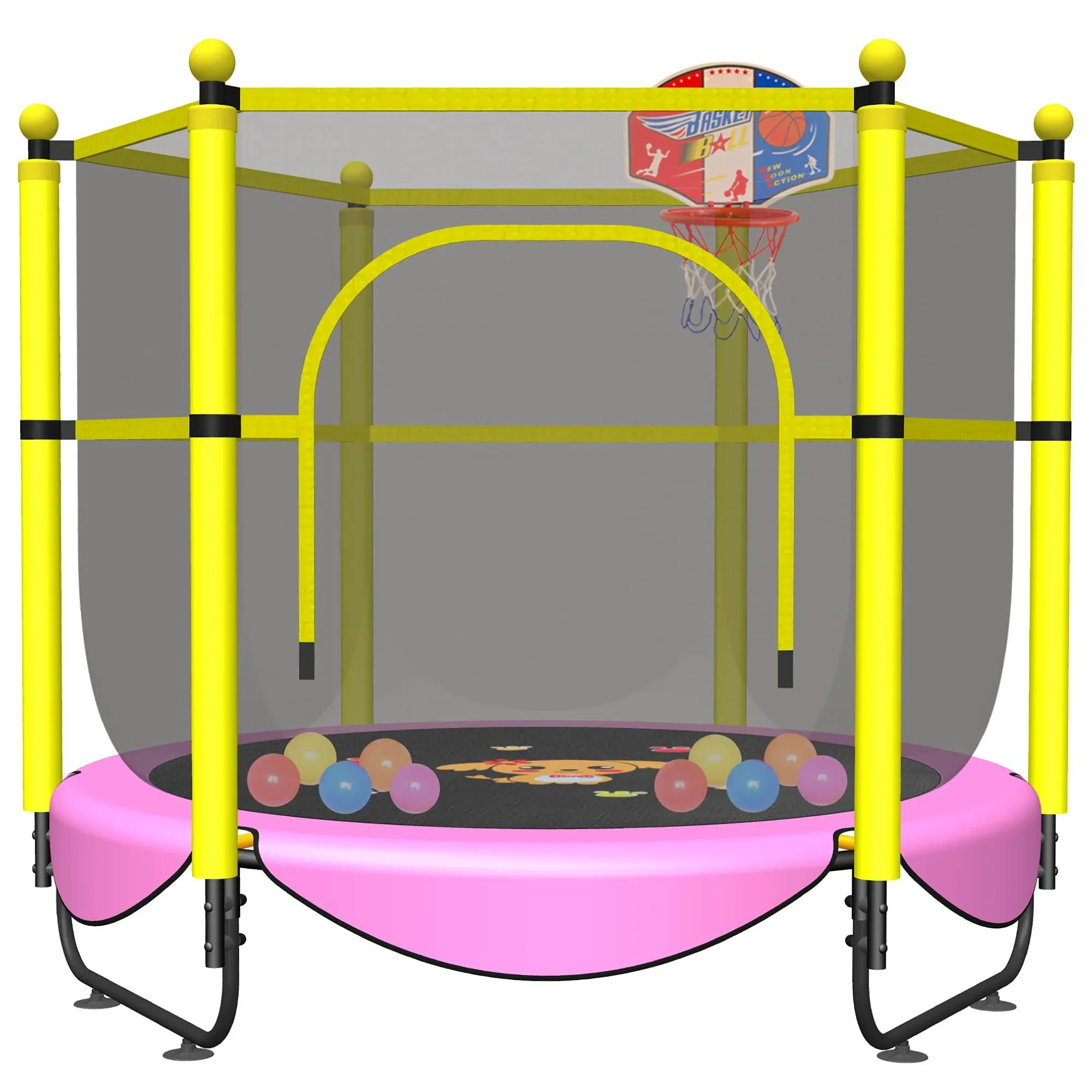 VGMiu 60" Trampoline for Kids, 5 ft Toddler Baby Trampoline with Safety Enclosure ...