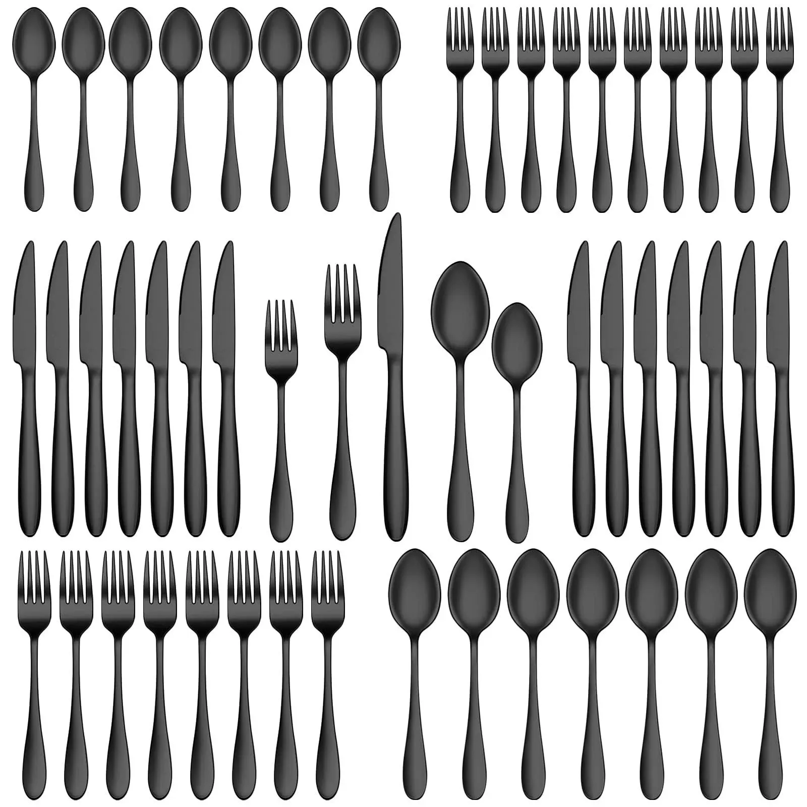 Black Silverware Set 30-Piece Stainless Steel Flatware Set for 6 Cutlery Uten...