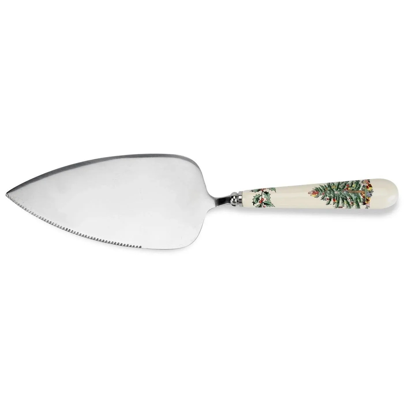 Spode Christmas Tree 10.5&#034; Cake Knife/Server, Fine Porcelain &amp; Stainless Steel