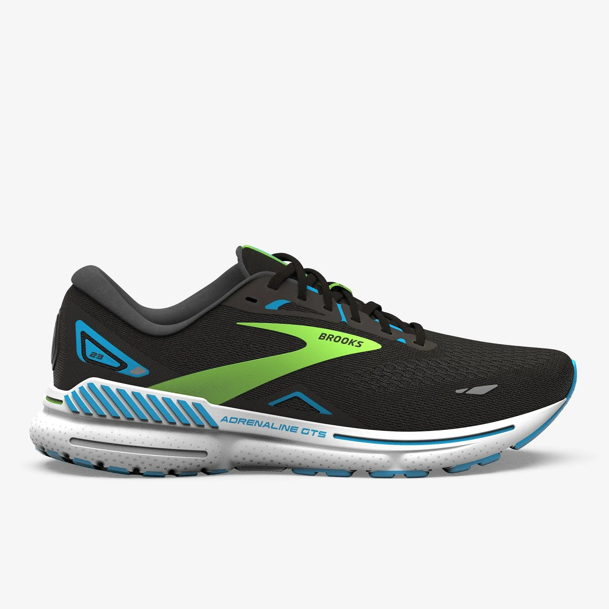 Brooks Men's Adrenaline GTS 23 Black-Hawaiian Ocean-Green / 12