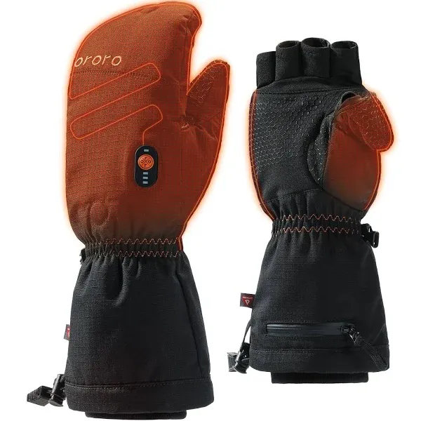 ororo Heated Convertible Flip Top Mittens with PrimaLoft Insulation