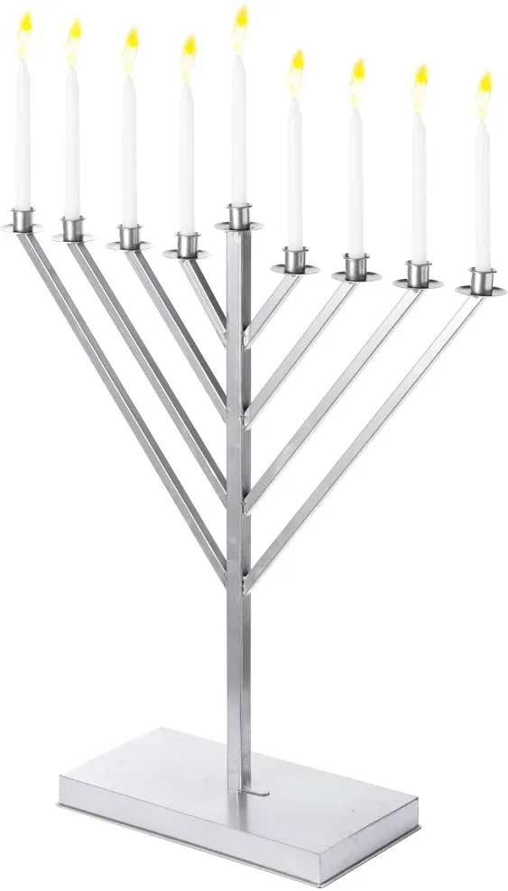 Vintiquewise Large Metal Silver Coated Hanukkah Menorah 2 Ft. for Synagogue