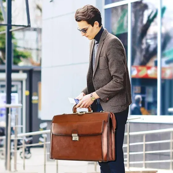 Banuce Men's Vintage Leather Briefcase