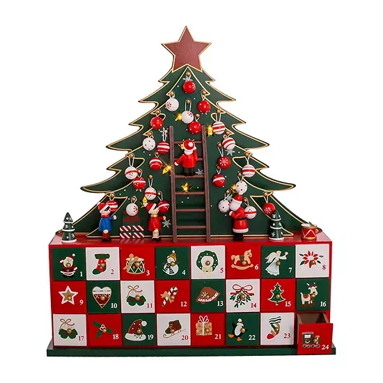 Kurt Adler Led Christmas Tree Advent Calendar, One Size, Red