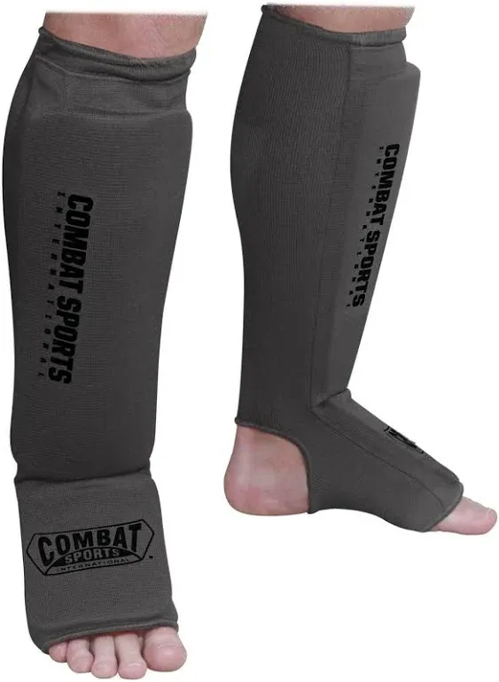 Combat Sports Washable MMA Elastic Cloth Shin & Instep Padded Guards Large Black