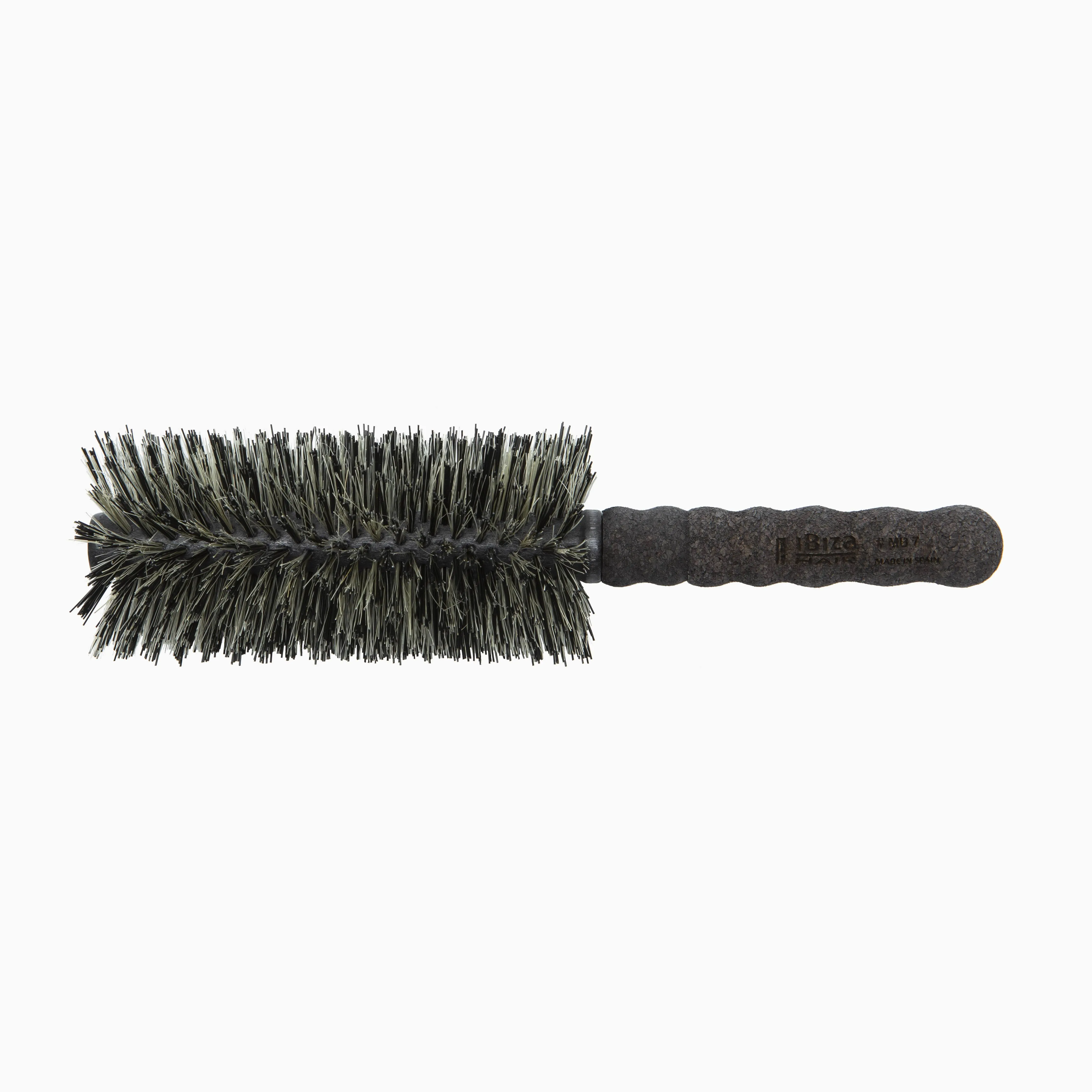 Ibiza Hair Professional Round Boar Hair Brush (MB Series), Reinforced Boar & Nylon Bristles & Cork Handle, For Big Sections, Tight Curls or Loose Waves, Add Texture & Shine for All Hair Types