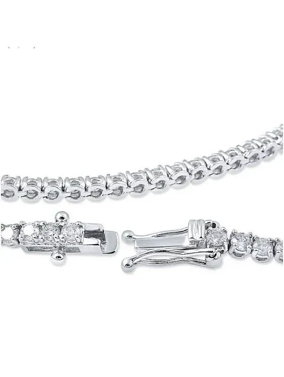 G/SI 3 Carat Round Cut Diamond Tennis Bracelet in 14K White Gold 7"