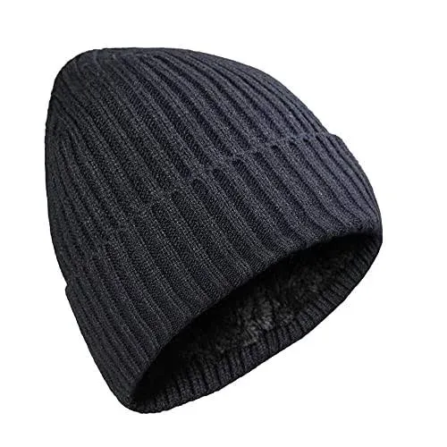 Cierto Fleece Lined Winter Beanie Hat for Men | Mens Cold Weather Thermal Knit Hat