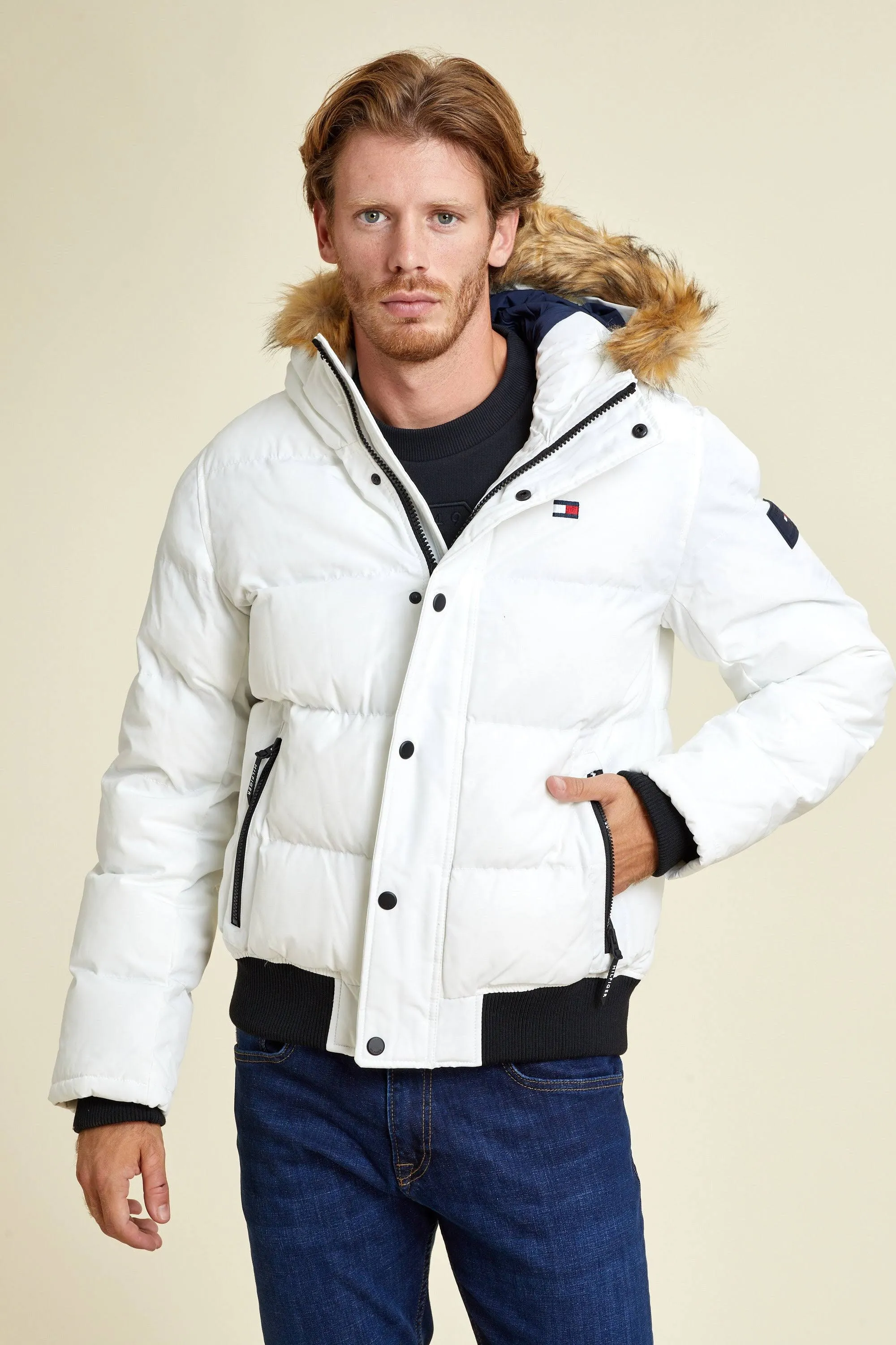 Tommy Hilfiger Men's Arctic Cloth Quilted Snorkel Bomber Jacket