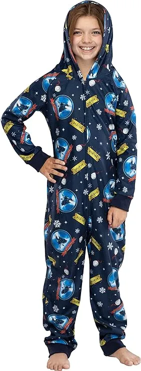 Intimo Polar Express Big Kids Believe Hooded One-Piece Footless Sleeper Union Suit