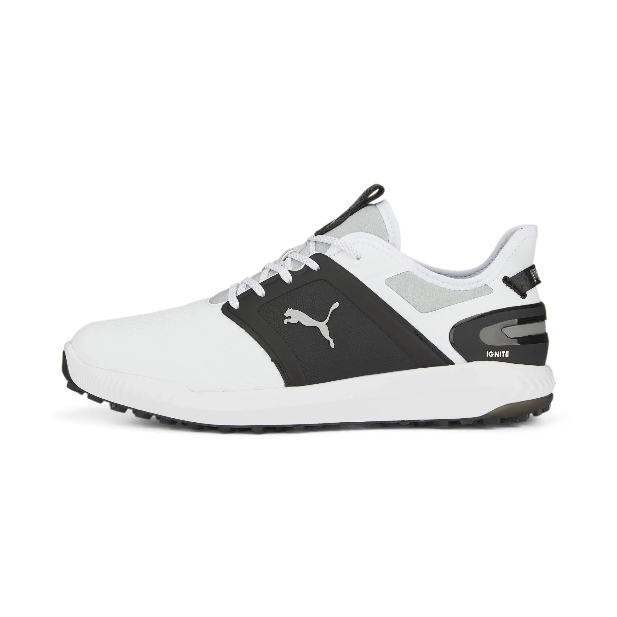 Puma Men's Ignite Elevate Golf Shoes - White Black Metallic Silver / 9 / Medium