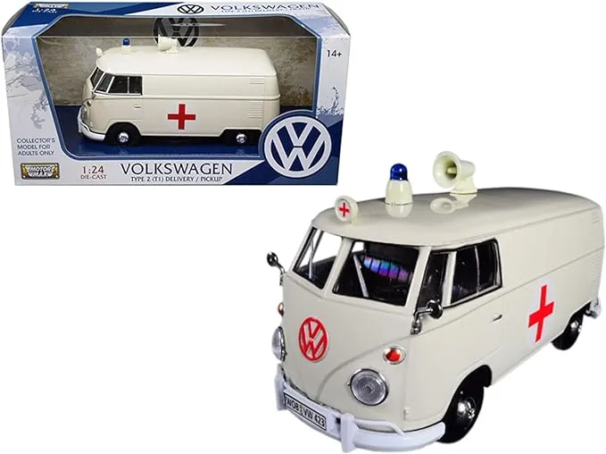 Volkswagen Type 2 (T1) Ambulance Cream 1/24 Diecast Model by Motormax