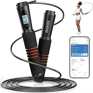 RENPHO Smart Jump Rope - APP Data Storage & Tracking & Analysis, Tangle-Free Jumping Rrope for Men, Women, Skipping Rope with Counter, Adjustable workout Jump Ropes for Crossfit, Gym, MMA