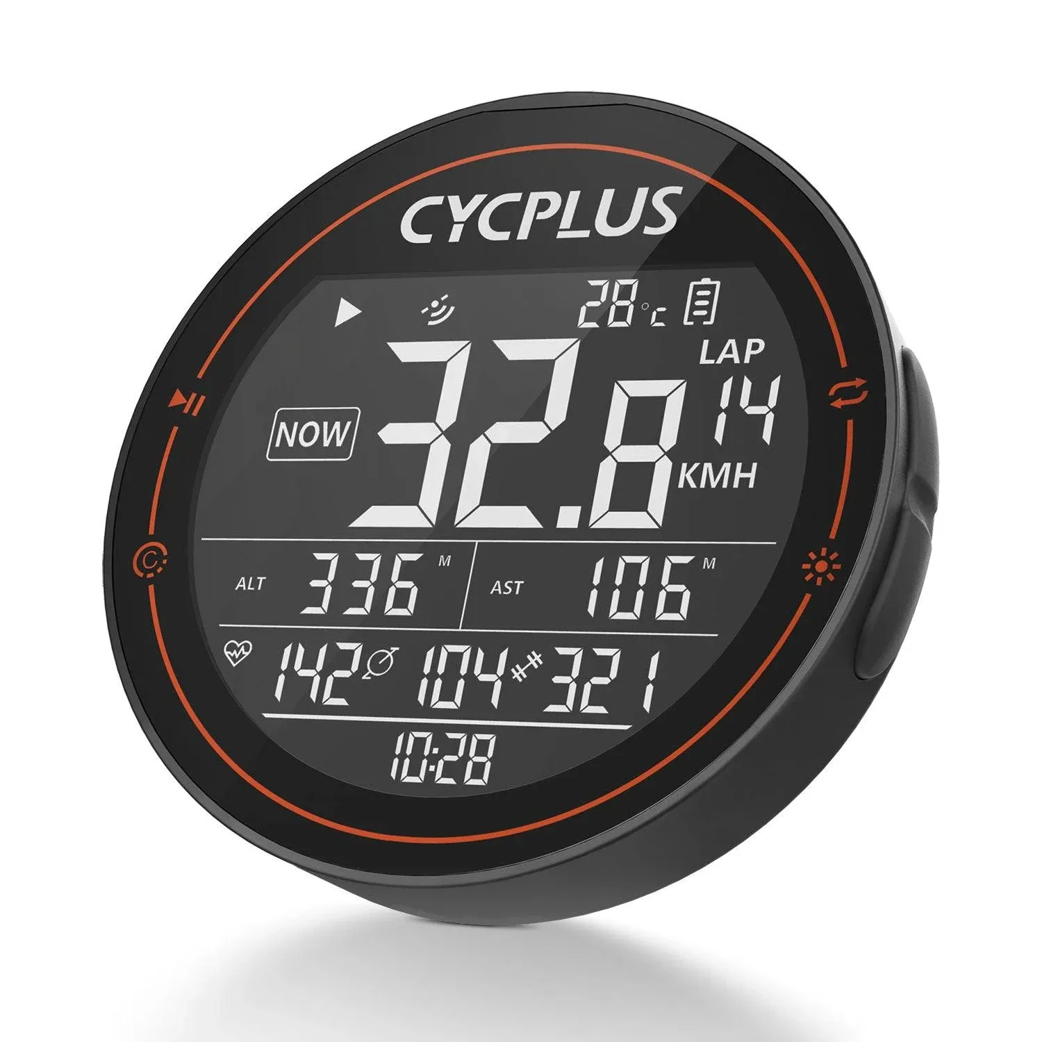 CYCPLUS GPS Bike Computer, Wireless Cycling Computer, Speedometer Odometer Waterproof MTB Tracker, ANT+ Bluetooth Compatible with 6.35 cm Screen