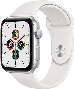 Apple Watch SE - 44mm - GPS + Cellular - Silver Aluminum Case - White Sports Band