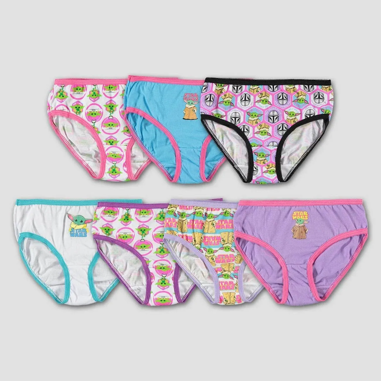 Star Wars Mandalorian Baby Yoda Girls Underwear, 7 Pack, Sizes 6-8