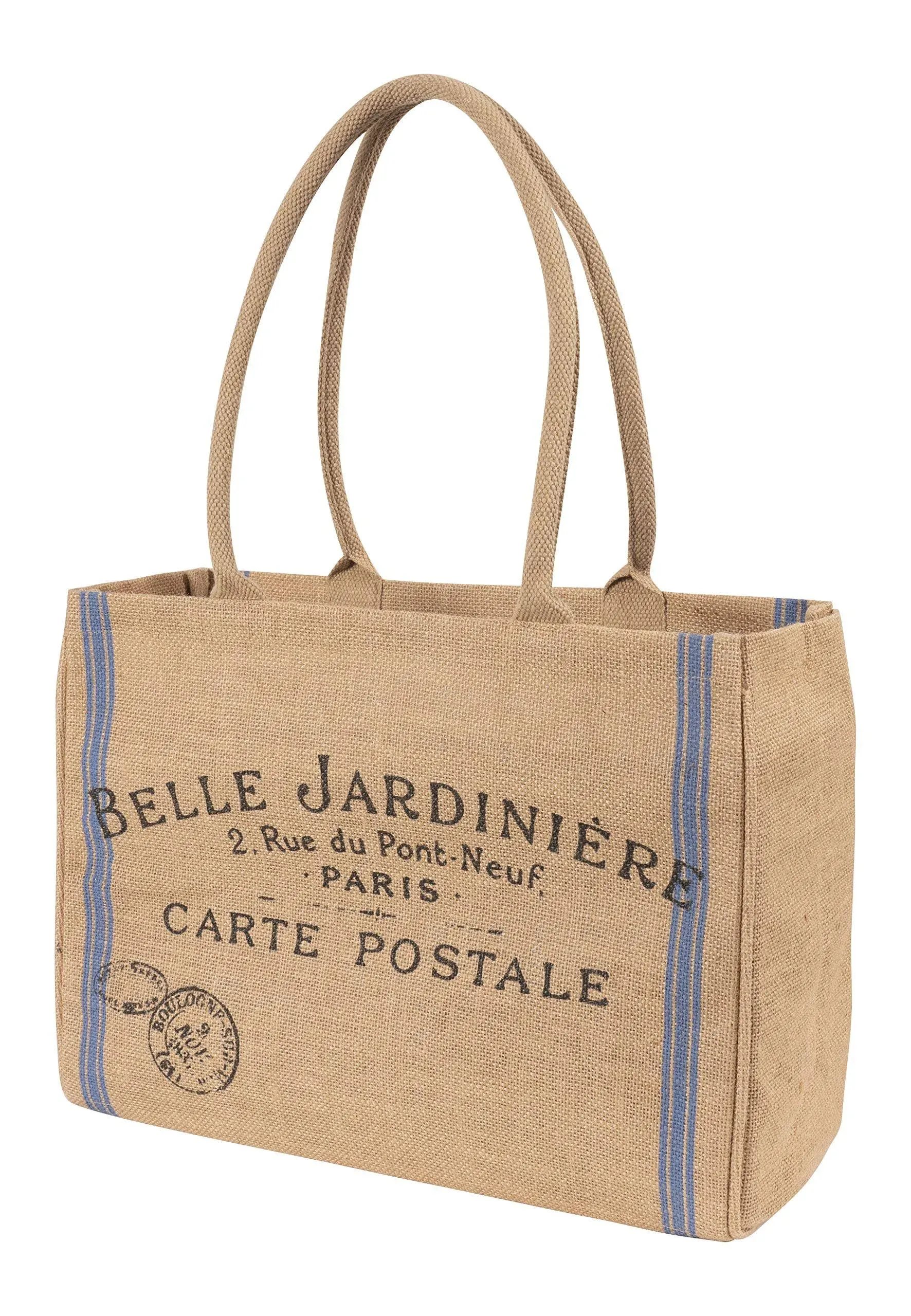 KAF Home Jute Market Tote Bag with Belle Jardiniere Print - Beige