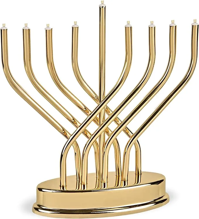 Hanukkah Menorah Silver Contemporary Design, LED Electric Hanukkah Menora,