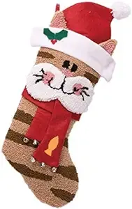 Glitzhome 19" L 3D Penguin Christmas Stocking Oversize Handmade Hooked Xmas Fireplace Hanging Stockings Decoration Stockings Decorations for Family Holiday Season Party Decor